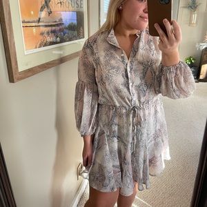 Neutral snake skin print dress from red dress boutique